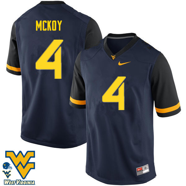 Men #4 Kennedy McKoy West Virginia Mountaineers College Football Jerseys-Navy